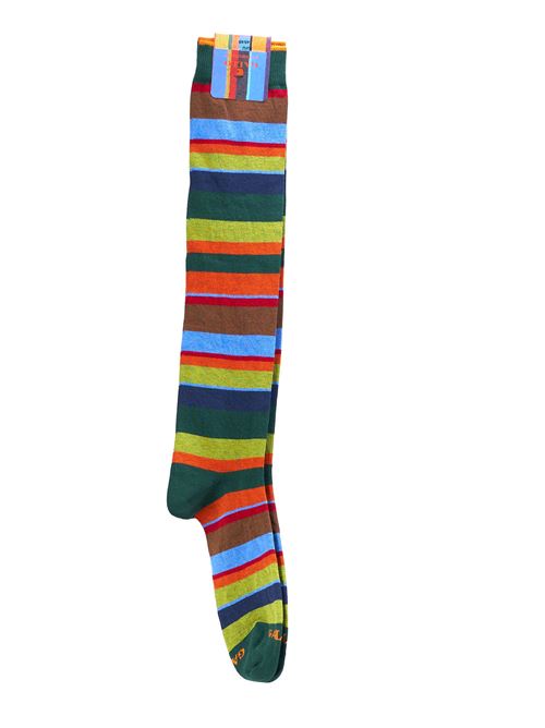 Long socks for men in green with multicolor stripes Gallo GALLO | Socks | AP10341332120