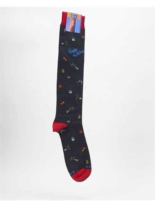 Grey long socks with Happy Birthday patterned Gallo GALLO | Socks | AP51465912350
