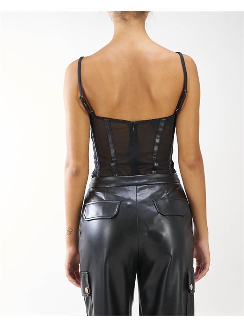 Tulle with faux leather details Body Tassos TASSOS | Body | 3061120