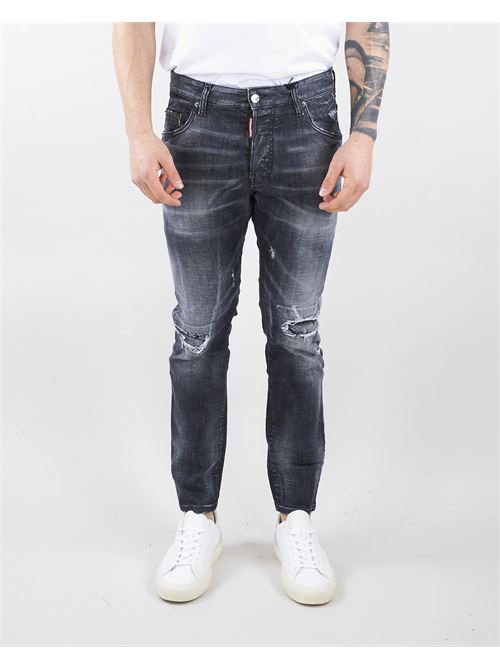Black Ripped Knee Wash Skater Jeans Dsquared DSQUARED | Jeans | S71LB1142900