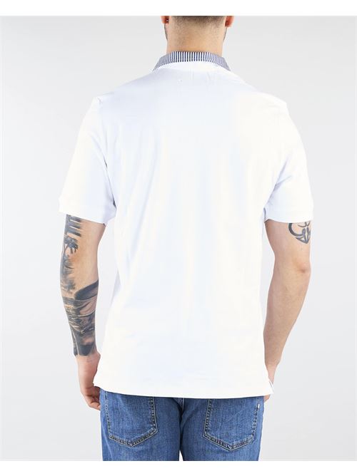 White polo shirt with blue seersucker collar Gallo GALLO | Polo shirt | AP51389412678