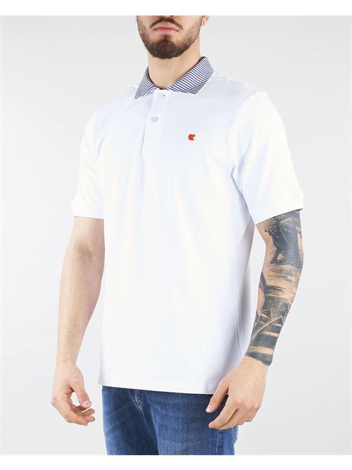 White polo shirt with blue seersucker collar Gallo GALLO | Polo shirt | AP51389412678