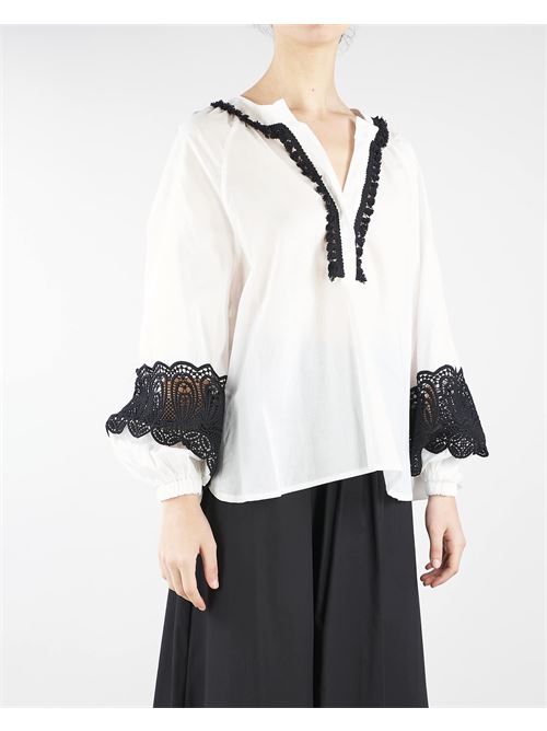 Blouse with lace inserts Icona ICONA | Blouse | PP5LE0011096