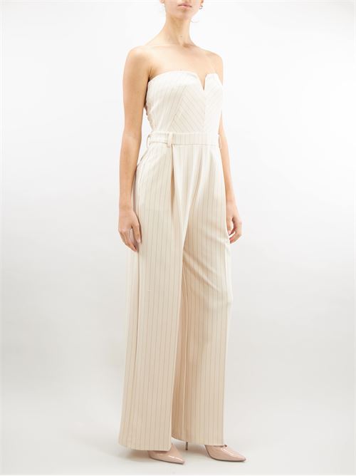 Pinstripe pattern d?collet? jumpsuit with pleats Imperial IMPERIAL | Jumpsuits | Y520HID14