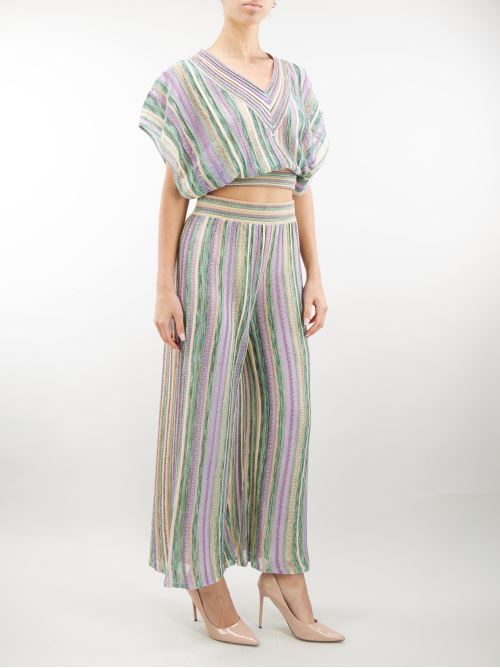 Pantalone in maglia a righe multicolor Nenette NENETTE | Pantalone | YAL1461